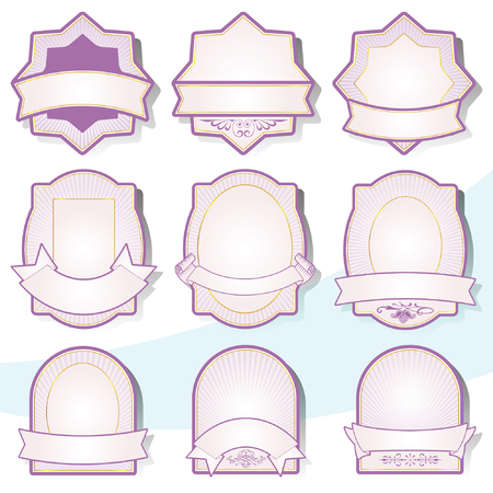 purple-framed labels on different topicsのイラスト素材