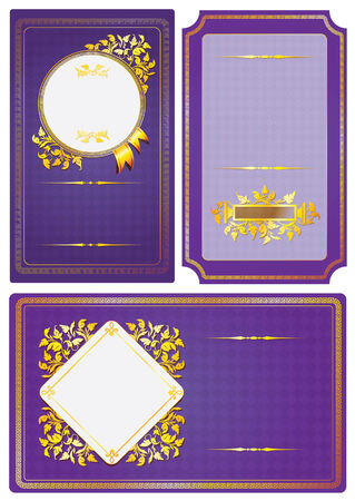 gold-framed labels and background on different topicsのイラスト素材