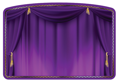 theater curtain purple tied with gold tasselsのイラスト素材