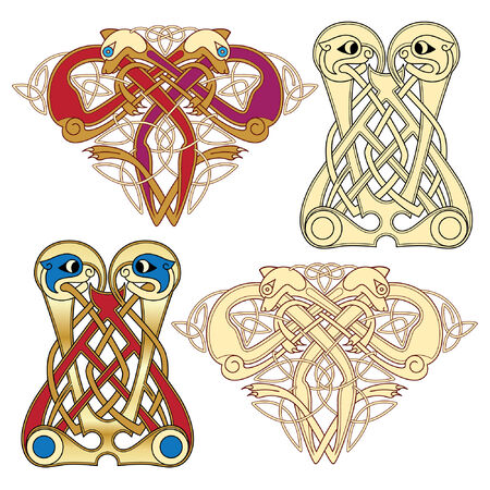 abstract celtic color design works - zoomorph motifsのイラスト素材