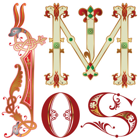 capitals and initials of the ancient manuscriptsのイラスト素材