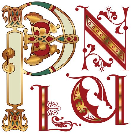 capitals and initials of the ancient manuscriptsのイラスト素材