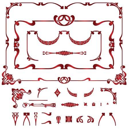 Set of plant element and frames for creating borders and backgroundのイラスト素材