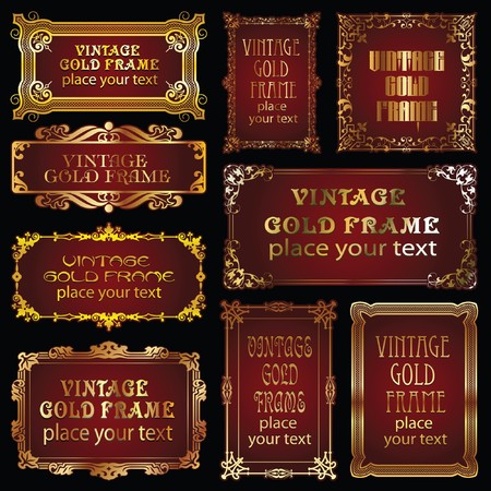 9 vintage style gold borderのイラスト素材