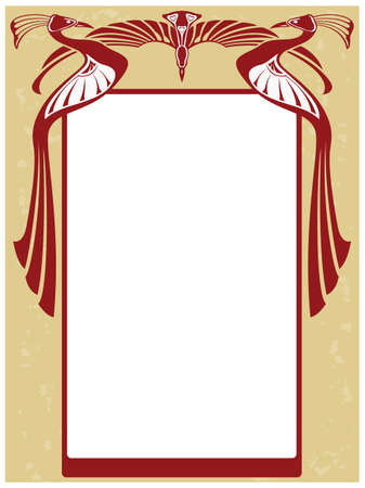 Abstract framework in style art-nouveau with paradice birds (grunge removed)のイラスト素材