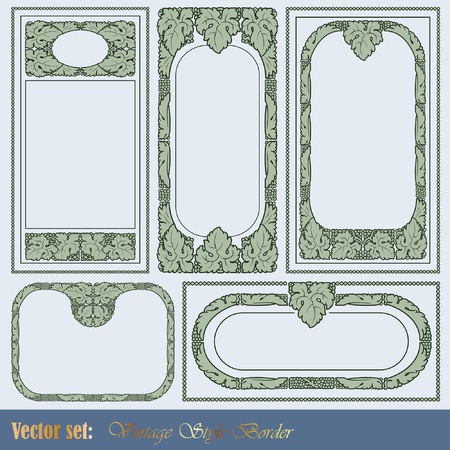 vector set: vintage style borderのイラスト素材