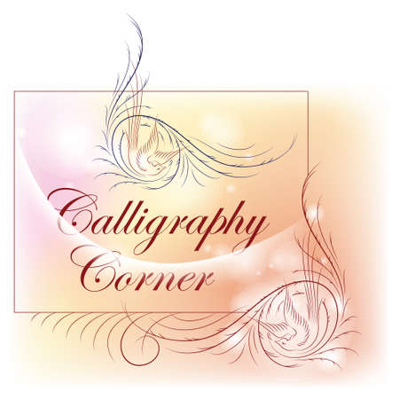 calligraphic corner birds paradise for decoration and design のイラスト素材