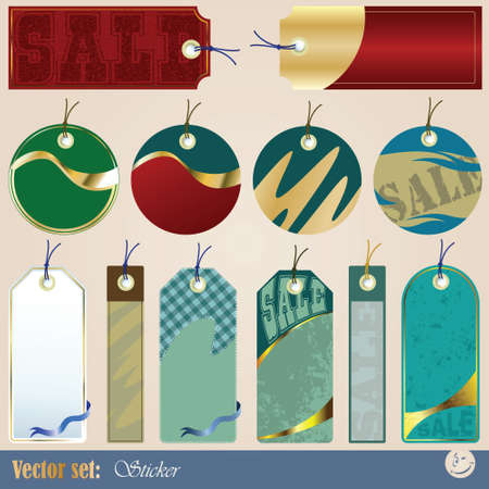 set of labels, tags and stickers clothing for saleのイラスト素材