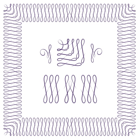 Vector set: calligraphic seamless design elements for page decorationのイラスト素材