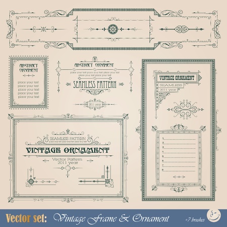 Vintage frame, ornament and element for decoration and designのイラスト素材