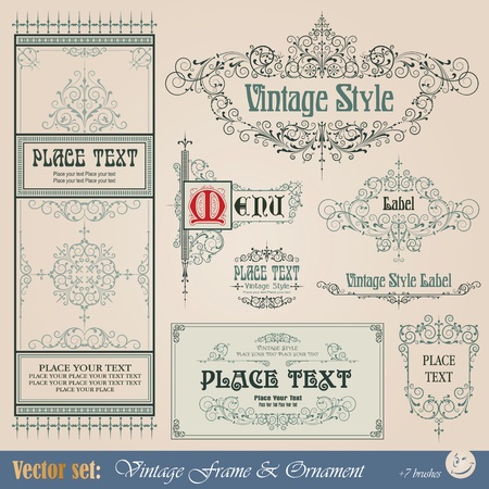 Frame, border, ornament and element in vintage styleのイラスト素材