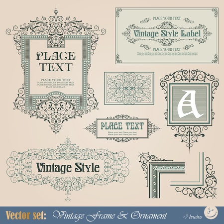 Frame, border, ornament and element in vintage styleのイラスト素材