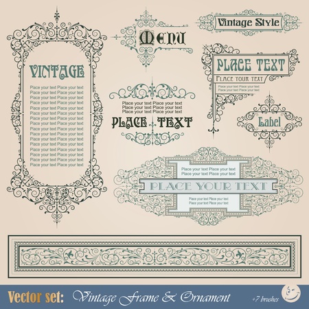 Frame, border, ornament and element in vintage styleのイラスト素材