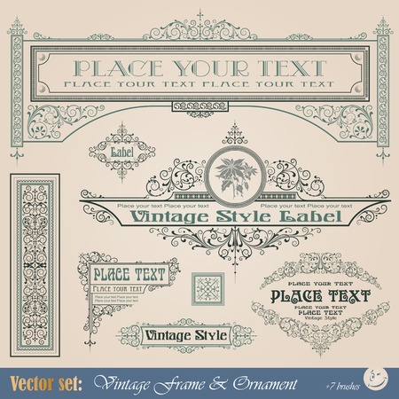Frame, border, ornament and element in vintage styleのイラスト素材