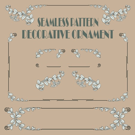 set of plant elements for creating borders and framesのイラスト素材