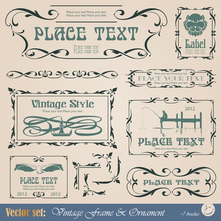 Frame, border, ornament and element in vintage styleのイラスト素材