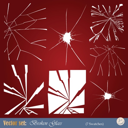 vector set  templates of broken glass to overlay the images のイラスト素材