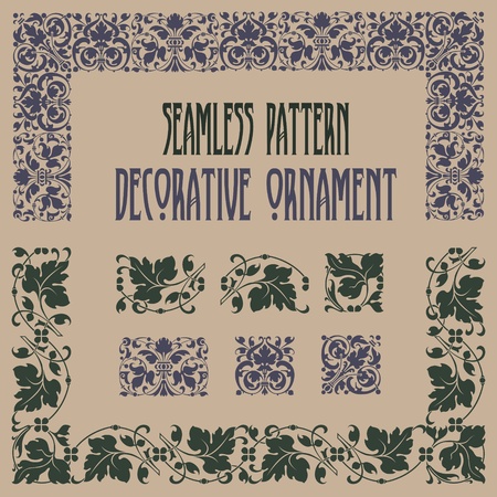 set of plant elements for design, creating borders, frames and backgroundsのイラスト素材