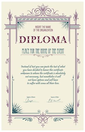 Vintage frame, certificate or diploma templateのイラスト素材