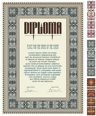Vector vintage frame, certificate or diploma templateのイラスト素材