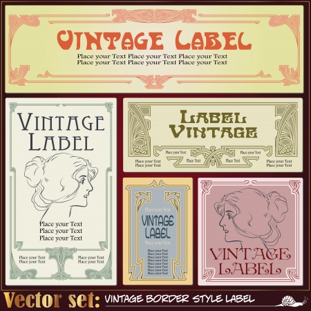 Border style labels on different topics for decoration and designのイラスト素材