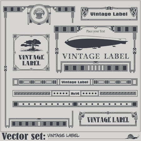 Border style labels on different topics for decoration and designのイラスト素材