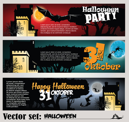 set: banners to prepare for the holiday Halloweenのイラスト素材