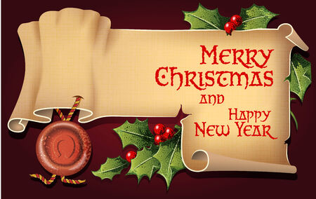 Vector background with antique scroll for Christmas and New yearのイラスト素材