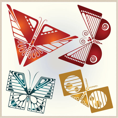 Vector set of abstract butterflies for design invitations, advertisements, greeting cards and advertising.のイラスト素材