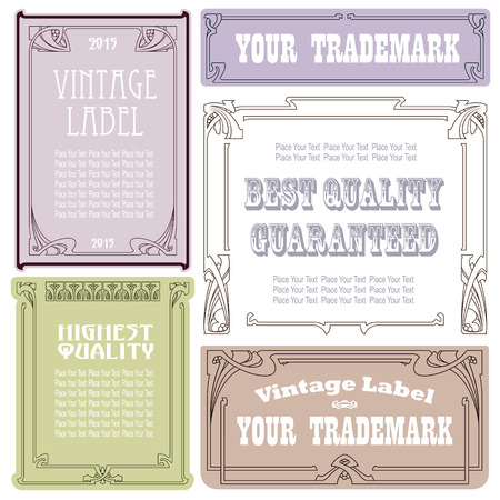 Vector vintage style labels and tags on different versions for decoration and designのイラスト素材