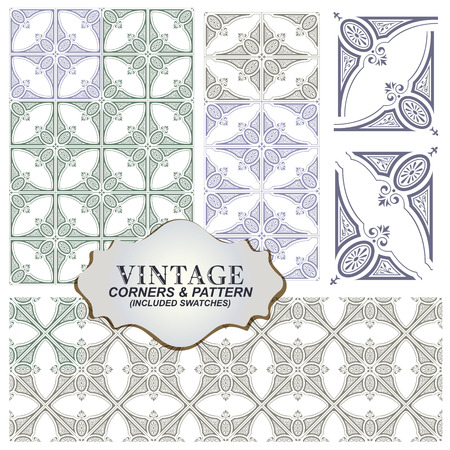Vector stock. Abstract corners and pattern to create a frame and backgroundのイラスト素材