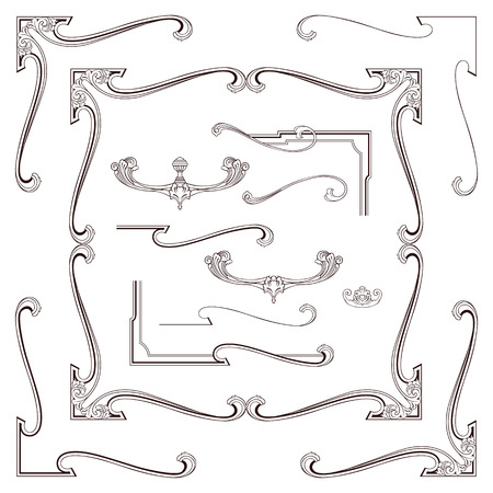 Vector stock. Victorian corners and elements to create a frame and backgroundのイラスト素材