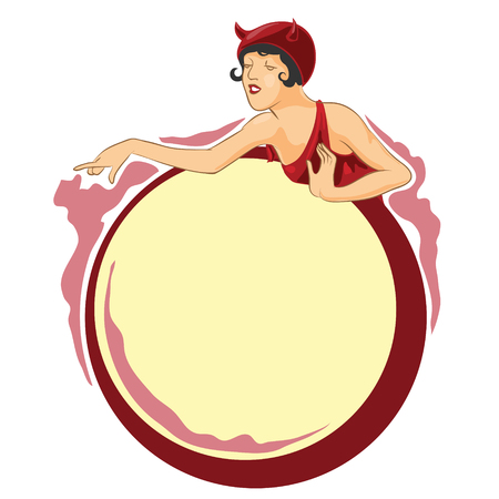 Vector stock illustration. Girl wearing a devil with space for textのイラスト素材