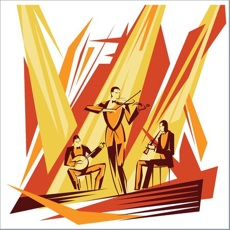 Vector concept-art - musical group in the spotlight plays jazzのイラスト素材