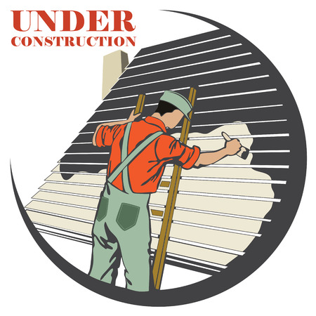 vector clipart. painter paints the wall of the houseのイラスト素材