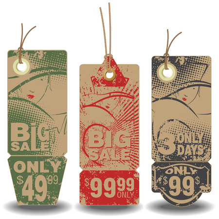 Vector set: Clothing tags with a message about the saleのイラスト素材