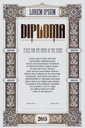 Vector template for the design of diploma, advertisements, invitations or greeting cardsのイラスト素材