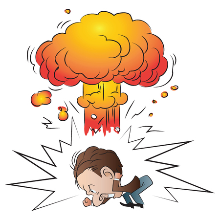 Vector stock illustration. Angry funny man. Explosion.のイラスト素材