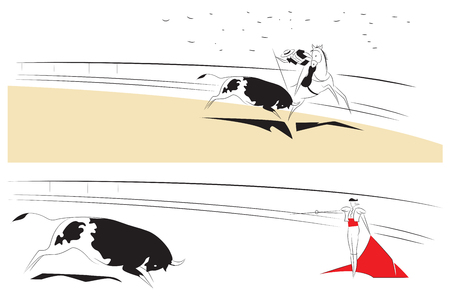 Vector illustration - Abstract paintings on the theme of bullfighting.のイラスト素材