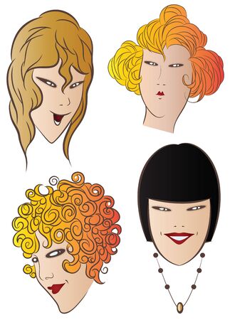 Vector stock illustration. The charming faces of the girls.のイラスト素材