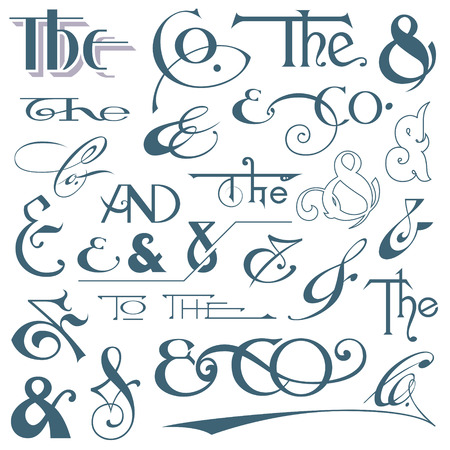 hand lettered ampersands and catchwords.のイラスト素材
