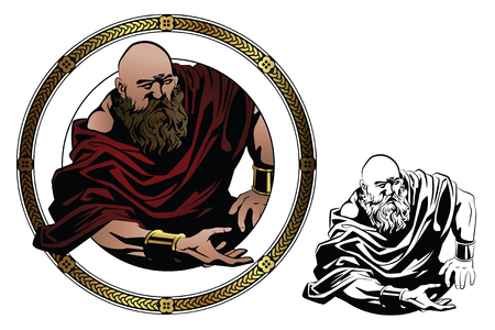 Stock illustration. Ancient warrior. Identity design for brand, heraldic, fashion and etcのイラスト素材