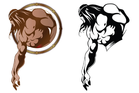 Stock illustration. Ancient warrior. Identity design for brand, heraldic, fashion and etcのイラスト素材