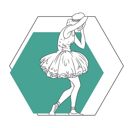 Stock illustration. Line graphic. The hero of the theater. Crying girl dancer.のイラスト素材