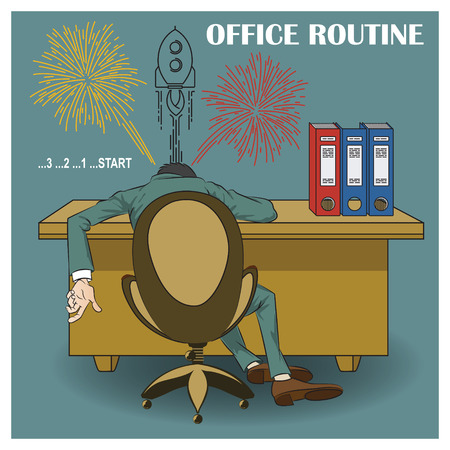 Stock illustration. Flat infographic. Office routine.のイラスト素材