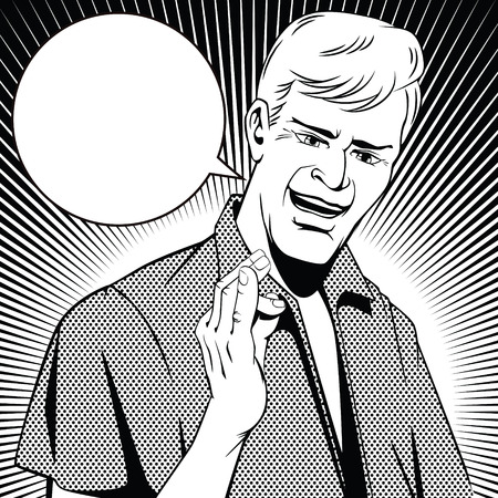 People in retro style pop art and vintage advertising. Successful businessman okay gesture OK.のイラスト素材