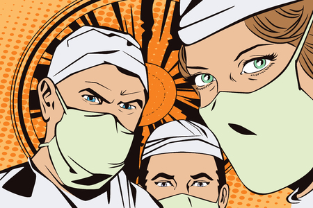People in retro style pop art and vintage advertising. The doctors in the operating roomのイラスト素材