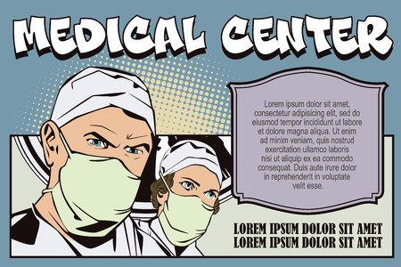 People in retro style pop art and vintage advertising. The doctors in the operating roomのイラスト素材