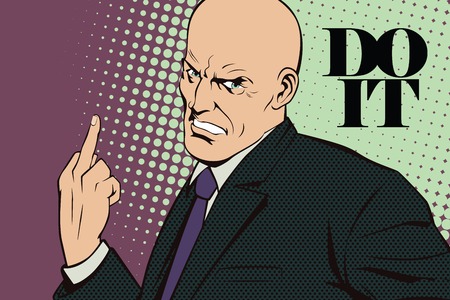 Stock illustration. People in retro style pop art and vintage advertising. Man showing an obscene gesture.のイラスト素材