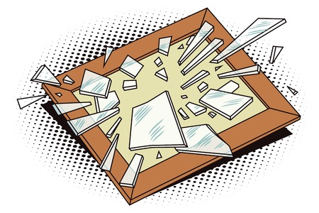 Stock illustration. Object in retro style pop art and vintage advertising. Broken frame. Symbol broken love.のイラスト素材